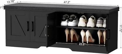 HOMSHO Farmhouse Shoe Storage Bench - Image 3
