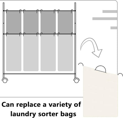 Windyun 3 Pcs Hypotenuse Laundry Sorter Replacement Bags Hamper Cart Removable - Image 4