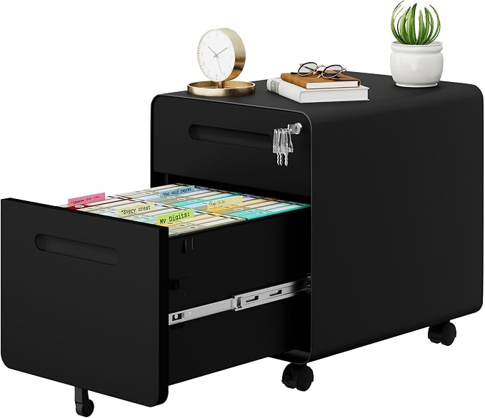 2 Drawer File Cabinet with Lock and 4 Keys, Mobile Metal Filing Cabinet by LVSTEEL