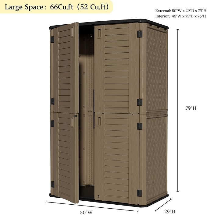 ZZM Large 67 Cu.ft Waterproof Storage Shed, Outdoor Storage Cabinet，Durable - Image 5