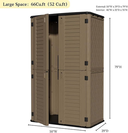 ZZM Large 67 Cu.ft Waterproof Storage Shed, Outdoor Storage Cabinet，Durable - Image 5