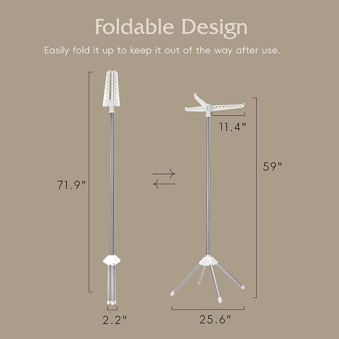 Beaudaily Clothes Drying Rack, Foldable Laundry Drying Rack, Indoor 59-Inch - Image 7