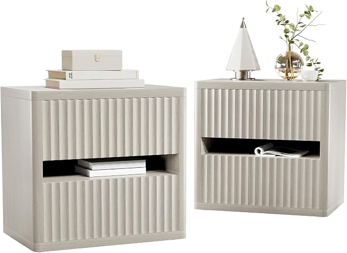 Dripex Fluted Nightstand Set of 2 by Dripex