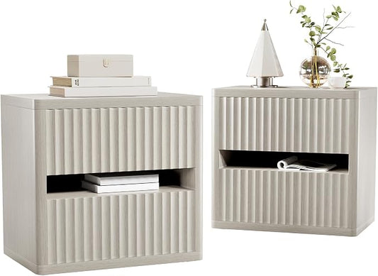 Dripex Fluted Nightstand Set of 2 by Dripex