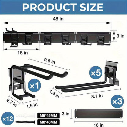 48" Industrial-Grade Wall-Mounted Garage Tool Organizer Heavy-Duty Steel Frame - Image 2