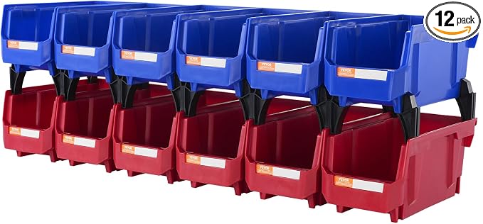 VEVOR Plastic Stackable Storage Bins 12 Pack, Hanging Storage Organizer Bins by VEVOR