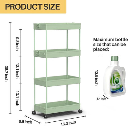 SPACEKEEPER Storage Cart 4-Tier, Bathroom Rolling Cart Utility Storage - Image 4