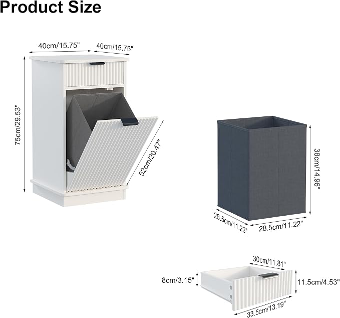 White Tilt Out Laundry Hamper Cabinet Hidden Laundry Hamper Cabinet - Image 2