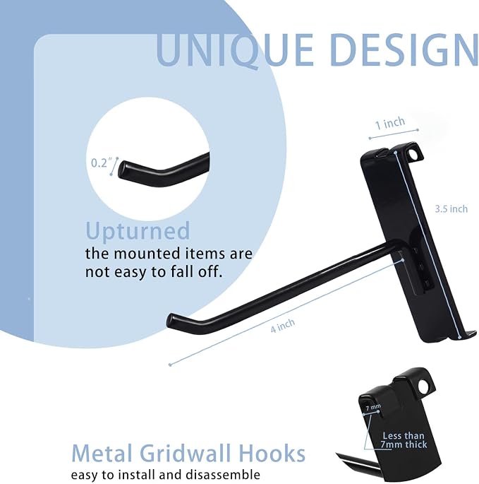 Gridwall Hooks 4 Inch, Heavy Duty Gridwall Hook - Image 2