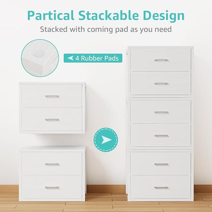 BOLUO Stackable Storage Drawers Closet Organizers and Storage Fabric White 2 - Image 5