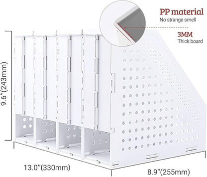 SAYEEC Collapsible Magazine Holder Plastic Desktop 4 Compartment File Desk - Image 2