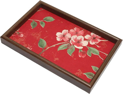 Wooden Valet Tray with Floral Base, EDC Catch All Tray Nightstand Entryway by Unknown