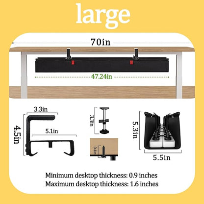No Drill Under-Desk Cable Management Tray, Desktop Cable Organizer, Fabric - Image 5