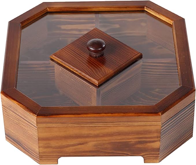 Solid Wood Box Chinese Divided Grid Dried Fruit Tray Vintage Ornament - Image 9