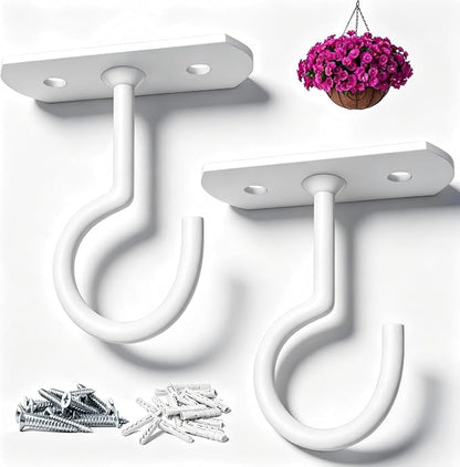 2.5in Ceiling Hooks for Hanging Plants 2Pack White by QualityEfficiency