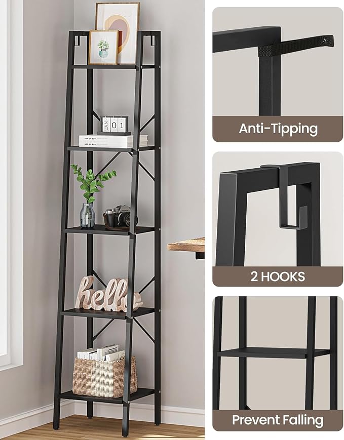 Hzuaneri Ladder Shelf, Freestanding Corner Storage Shelf | Bookcase - Image 5
