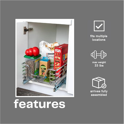 Household Essentials Chrome-Plated Steel Under-Cabinet Pull-Out Organizer - Image 6