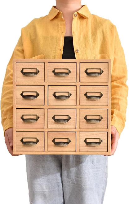 KIRIGEN Wooden Storage Cabinet, 12-Drawer Desktop Organizer Natural 12CG-NA | - Image 8