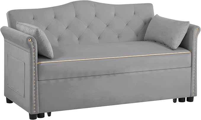 hansones 65'' 3-in-1 Folding Sofa Bed – Queen Size Pullout, Modern Chenille - Image 7