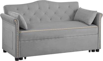 hansones 65'' 3-in-1 Folding Sofa Bed – Queen Size Pullout, Modern Chenille - Image 7