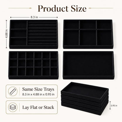 4 Pack Stackable Jewelry Organizer Tray Set - Image 4