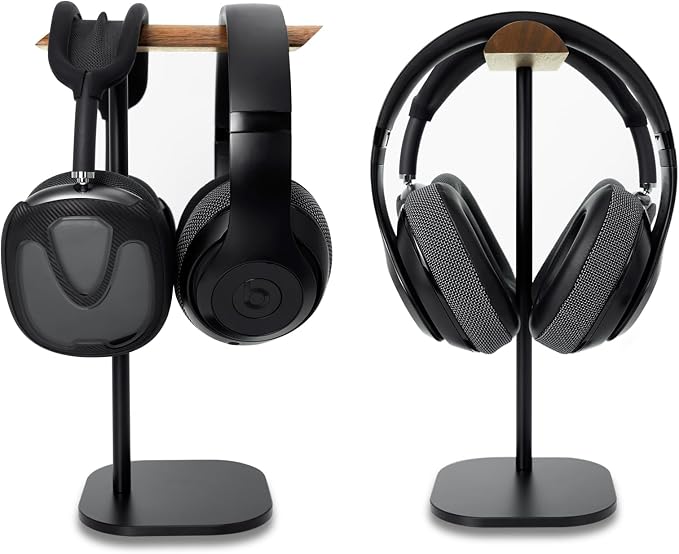 Gvoears Upgraded Headphone Stand, Walnut Wood Headphone Stands Headset Holder - Image 2