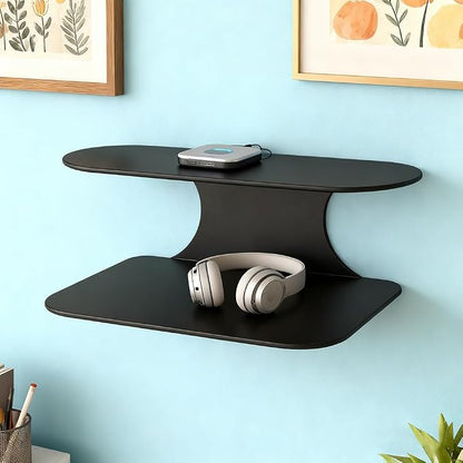 Simple Metal Floating Nightstands Set of 2, Wall Mounted Black Bedside Shelf - Image 6