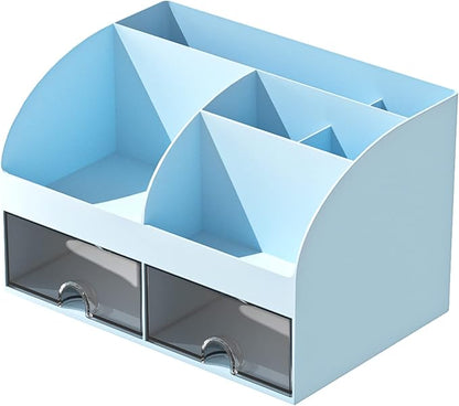 COMFYROOM Desk Organizer with 6 Compartments and 2 Drawers, Plastic Makeup - Image 6