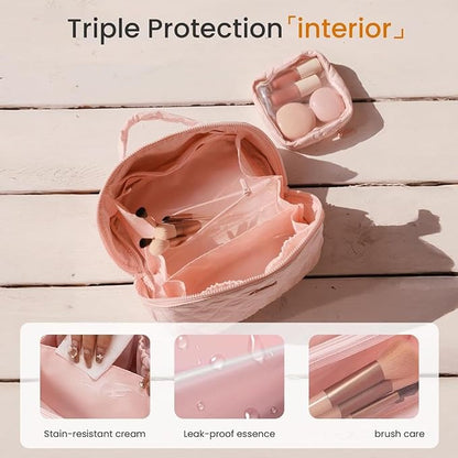 2026 Travel Makeup Bag for Women – 180° Lay-Flat Puffy Cosmetic Organizer - Image 4
