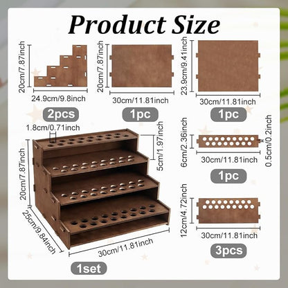 PH PandaHall 68 Holes Wooden Essential Oil Organizer Holder, 4-Tier Tabletop - Image 2