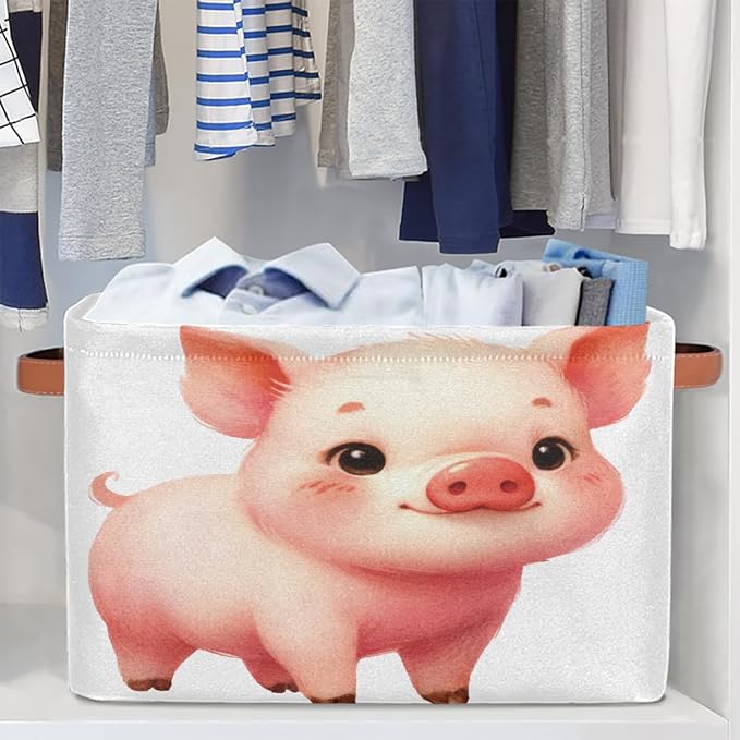 Pardick Basket Storage Bins Cute Animal Pig Rectangle Cube Basket Box Kids - Image 5