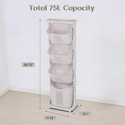 GCCSJ 4-Tier Rolling Laundry Hamper Sorter - Image 3