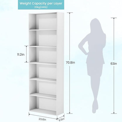 GRUSIGN 71" Tall 6-Tier Bookshelf, Large Open Display Bookcase - Image 2