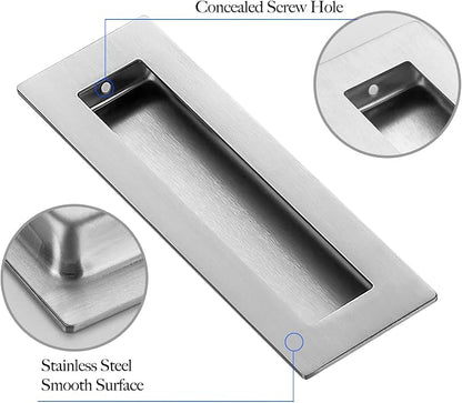 Ravinte 8 Pack Brushed Nickel Sliding Closet Door Handles Silver Flush Pulls - Image 4
