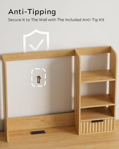 Desktop Bookshelf, Wood Desk Shelf - Image 6