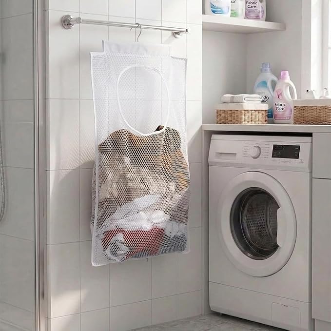 ALYER Breathable Mesh Laundry Hamper, Foldable Hanging Closet Storage Basket - Image 5