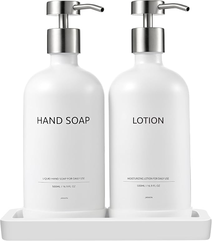 Glass Kitchen Soap Dispenser Set by Janxinmakeyouloveyourhome
