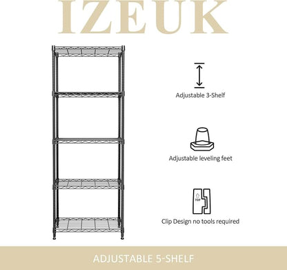 Wire Shelving Unit, 24” Metal Pantry Shelf, Adjustable Black Storage Rack | - Image 4