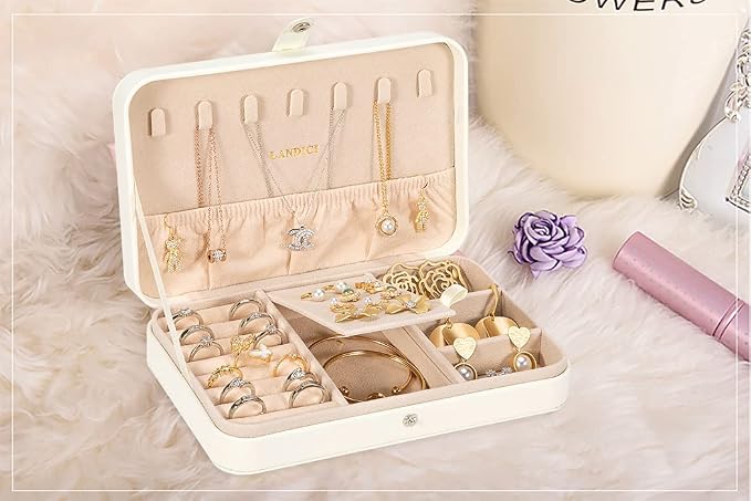 LANDICI Small Jewelry Box for Women Girls, PU Leather Travel Jewelry Case - Image 8