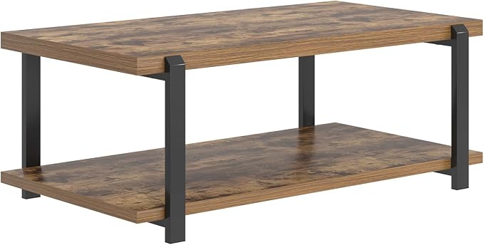 FOLUBAN Modern Coffee Table, Rustic Wood Center Table - Image 9