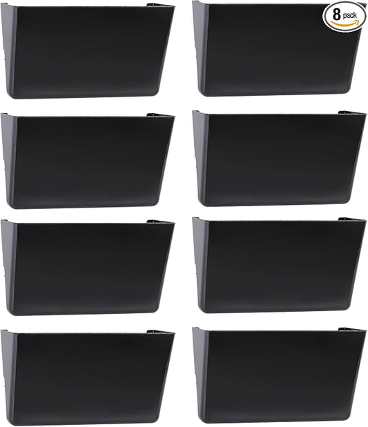 8 Pack Black Plastic Single Pocket Hanging File Organizer, Wall Mount Paper by EASEPRES
