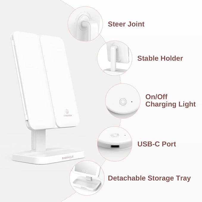 EASEHOLD Vanity Mirror with Lights, 2X 3X Magnification, Rechargable, Touch - Image 8