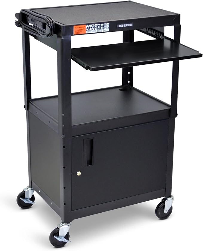 Stand Steady AV Cart with Locking Cabinet, Adjustable Height, UL Certified - Image 8
