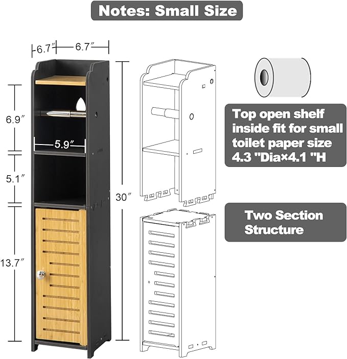 AOJEZOR Toilet Paper Holder Stand: No Drill Fit Small Bathroom - Image 4