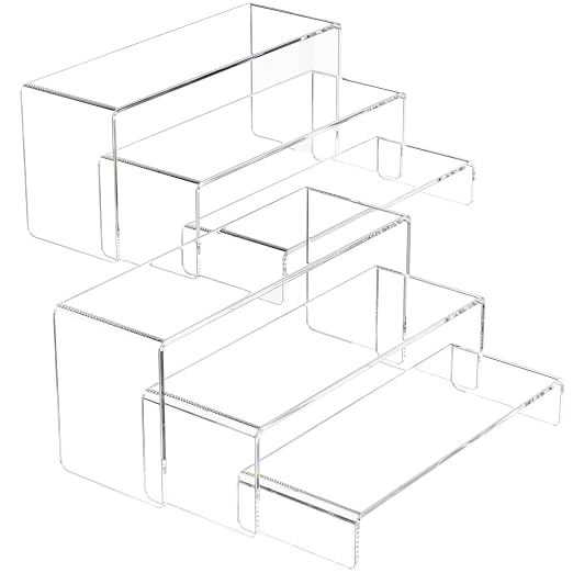 NIUBEE Acrylic Display Riser, 2 Set Clear Rectangular Stands by NIUBEE