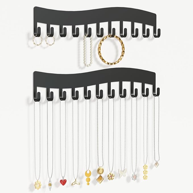 Wall Necklace Organizer Holder: Wall Mounted Jewelry Hanging Storage Necklaces by Josmimic