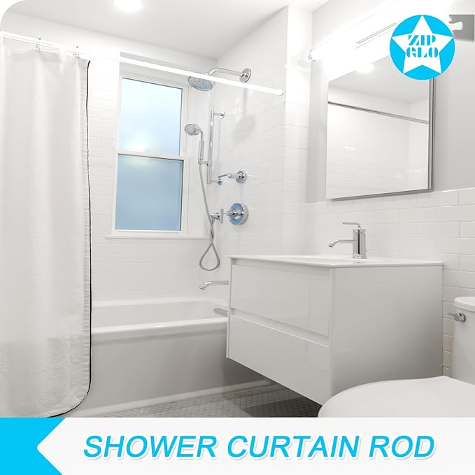 Shower Curtain Rod White Tension Rod 45 to 77 Inch Spring Curtain Shower rod - Image 6