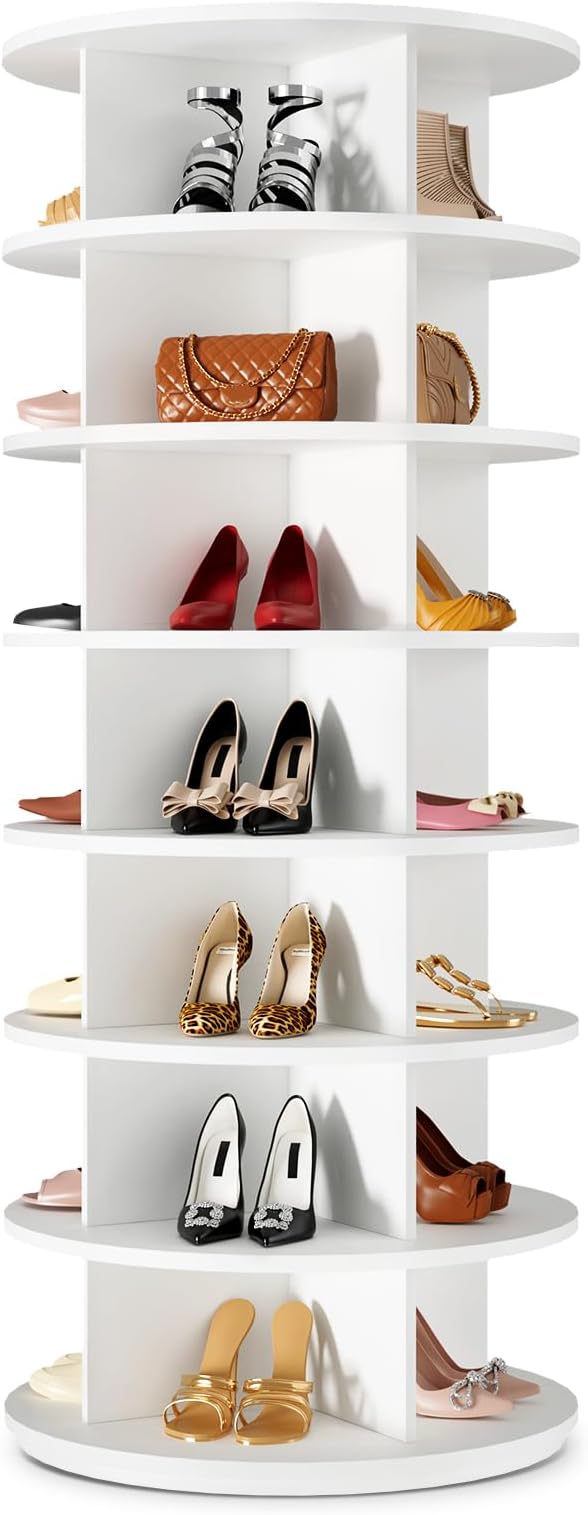 Rotating Shoe Rack 7 Tier Spinning Shoes Organizer Tower by BRFOYU