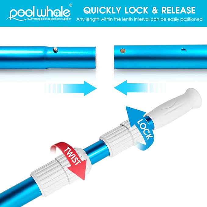 POOLWHALE Premium 15 Foot Telescopic Swimming Pool Pole, Adjustable 3 Piece - Image 4