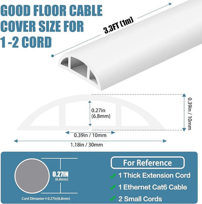 Floor Cord Covers for Wires 3.3FT Cable Hider Wire Cover Self Adhesive Cord - Image 2